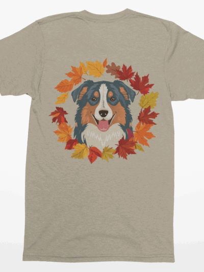 🍁 Australian Shepherd Fall Shirt – Aussie with Autumn Leaf Wreath | Dog Lovers Tee