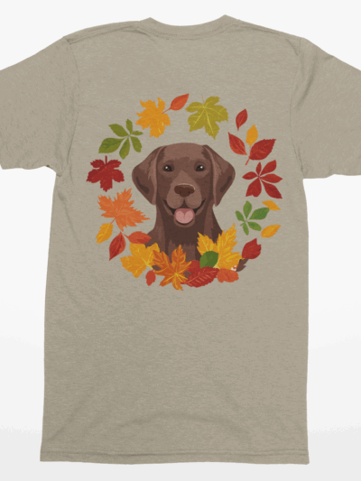 🍁 Chocolate Lab Fall Shirt – Labrador with Autumn Leaf Wreath | Dog Lovers Tee