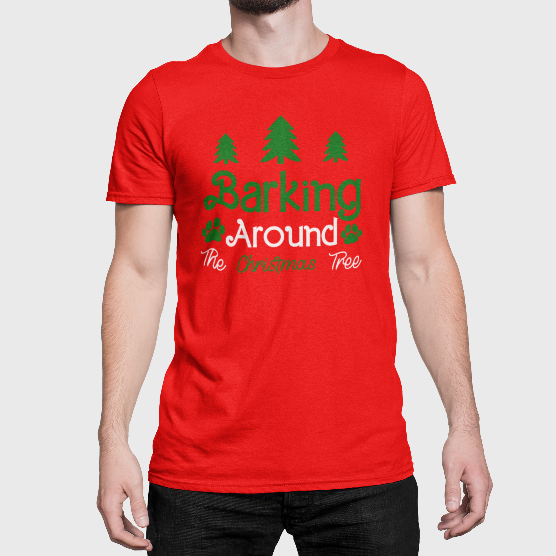 🎄 Barking Around the Christmas Tree Holiday Tee – Christmas Dog Lover Shirt🐾