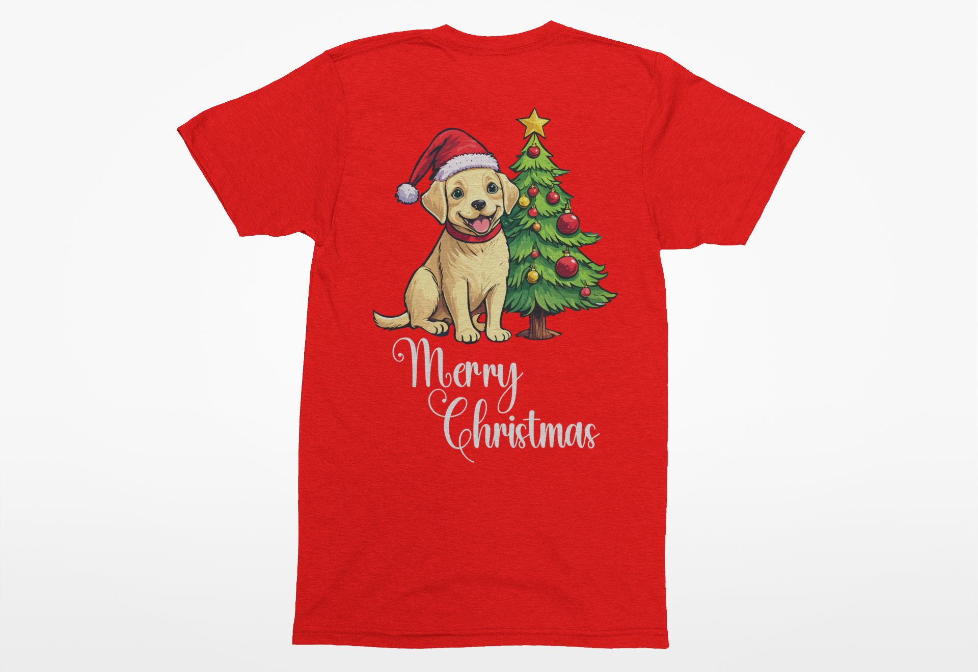 Yellow Lab “Merry Christmas” Tee – Holiday Dog Lover Shirt, Sweatshirt, or Hoodie