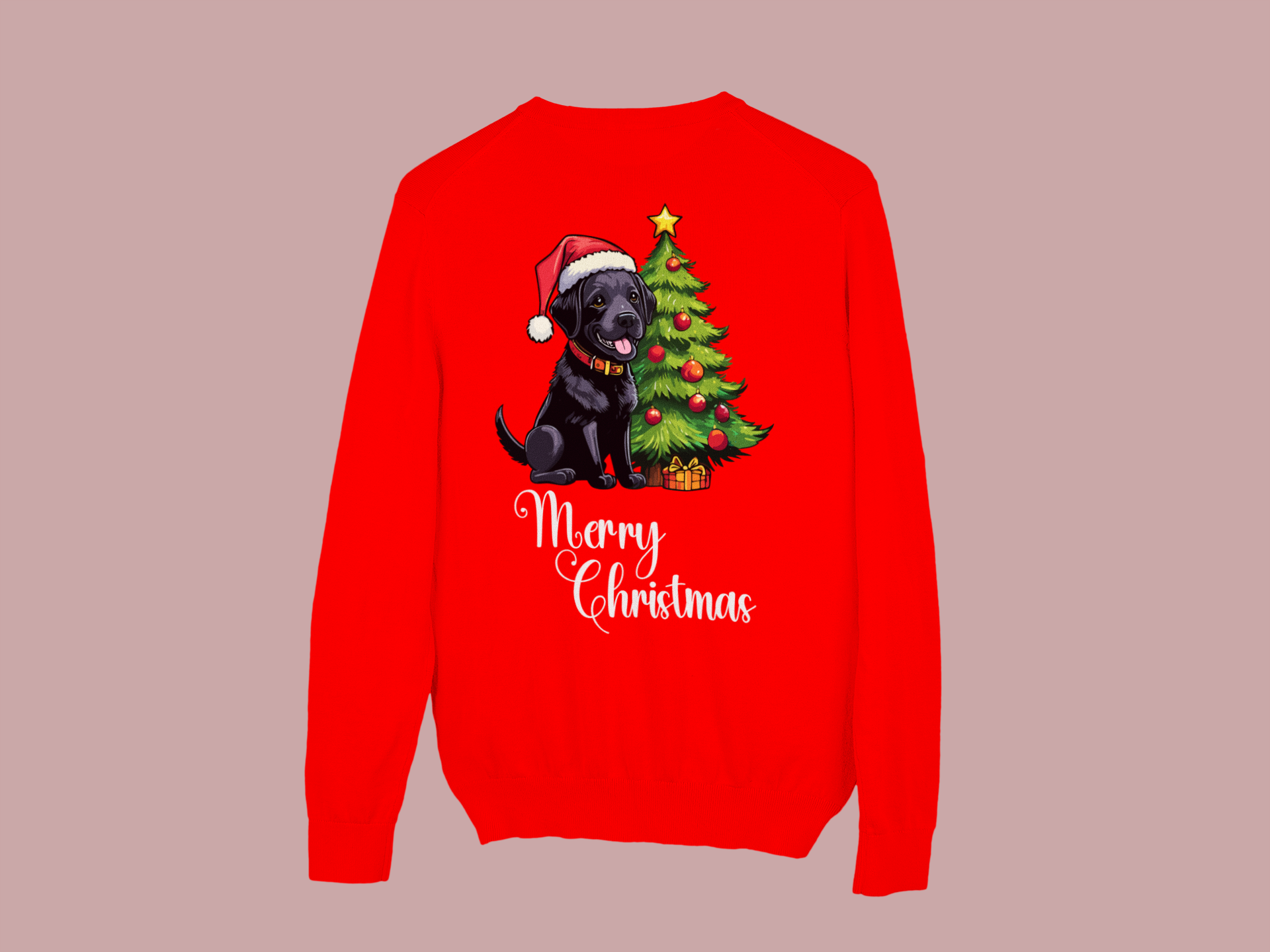 Black Lab “Merry Christmas” Tee – Holiday Dog Lover Shirt, Sweatshirt, or Hoodie - Image 3