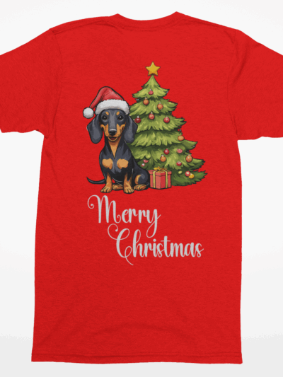 Dachshund “Merry Christmas” Tee – Christmas Dog Lover Shirt, Sweatshirt, or Hoodie
