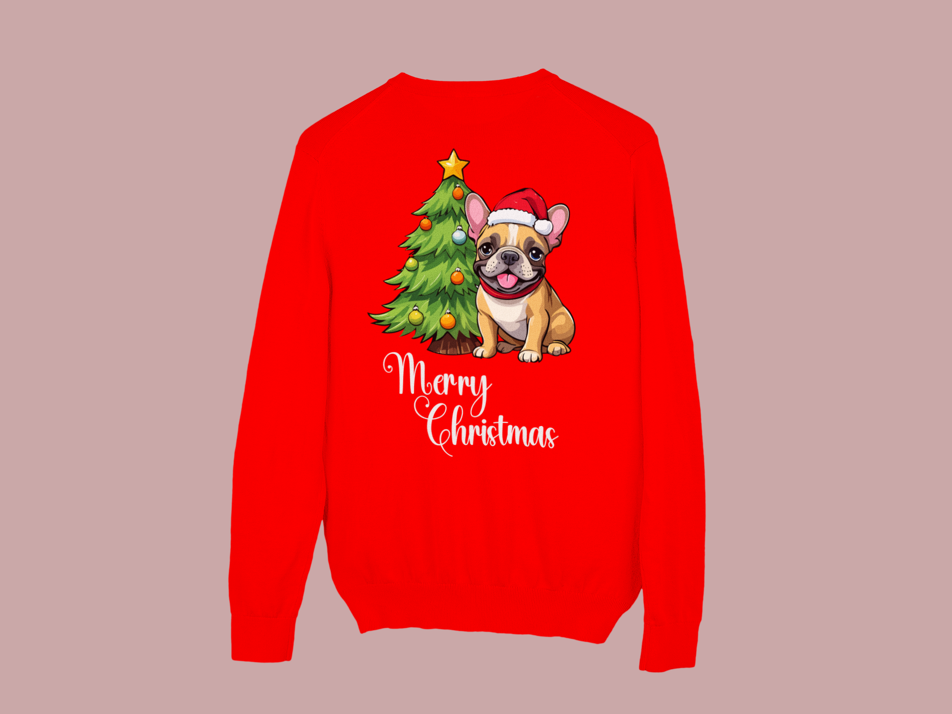 French Bulldog “Merry Christmas” Tee – Holiday Dog Lover Shirt, Sweatshirt, or Hoodie - Image 2