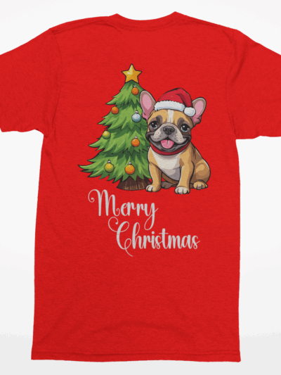 French Bulldog “Merry Christmas” Tee – Holiday Dog Lover Shirt, Sweatshirt, or Hoodie