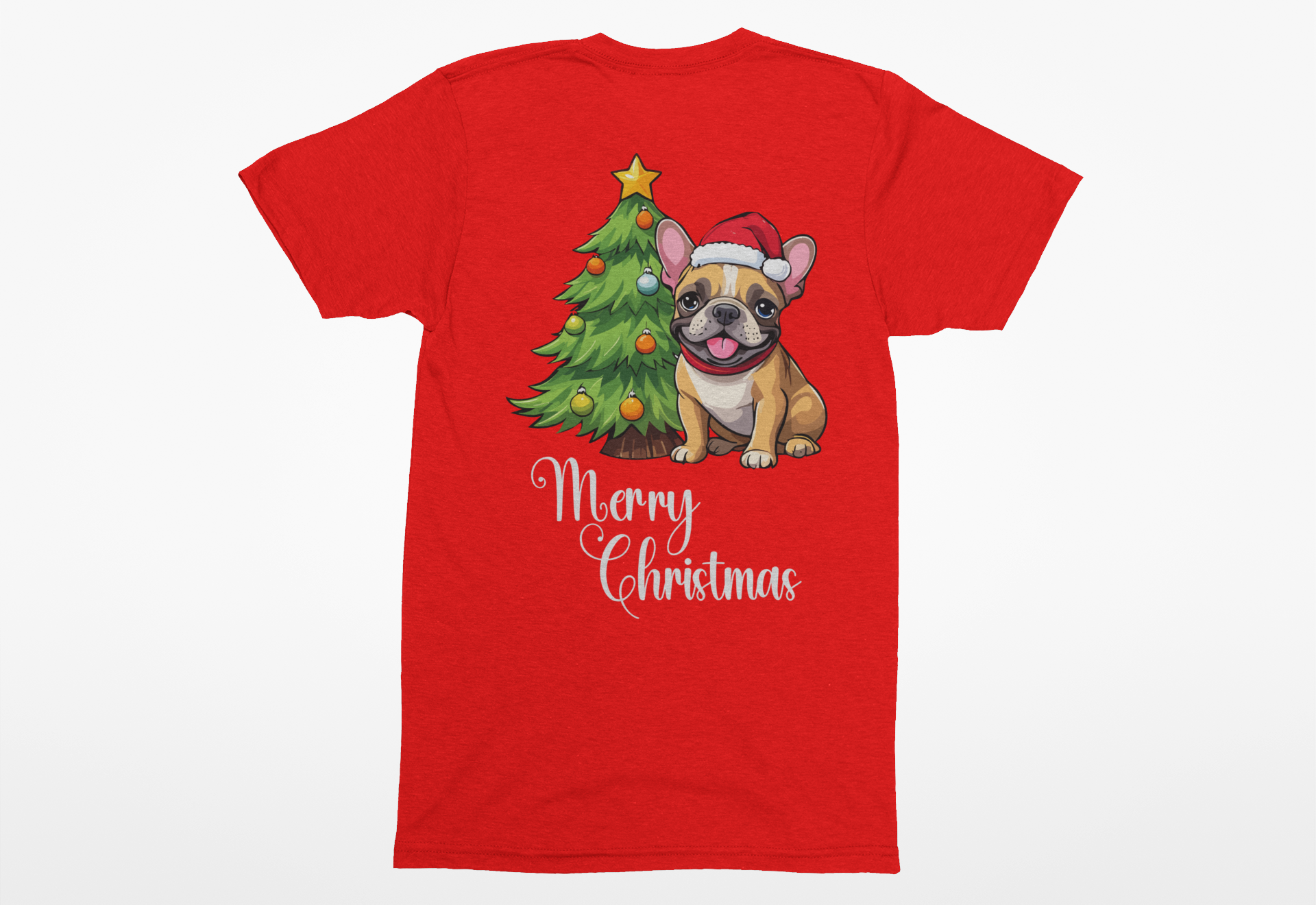 French Bulldog “Merry Christmas” Tee – Holiday Dog Lover Shirt, Sweatshirt, or Hoodie