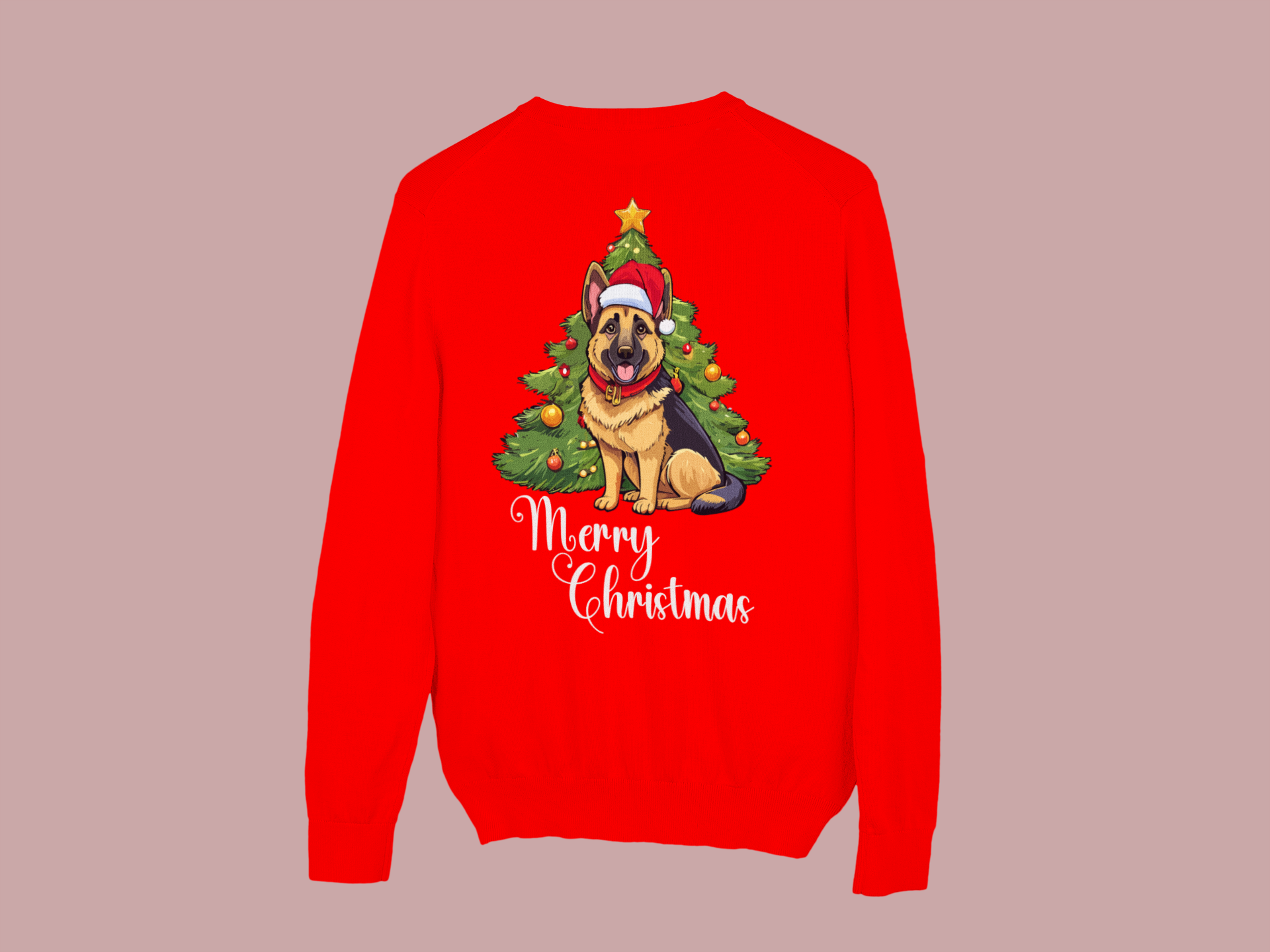 German Shepherd “Merry Christmas” Tee – Festive Dog Lover Shirt, Sweatshirt, or Hoodie - Image 3