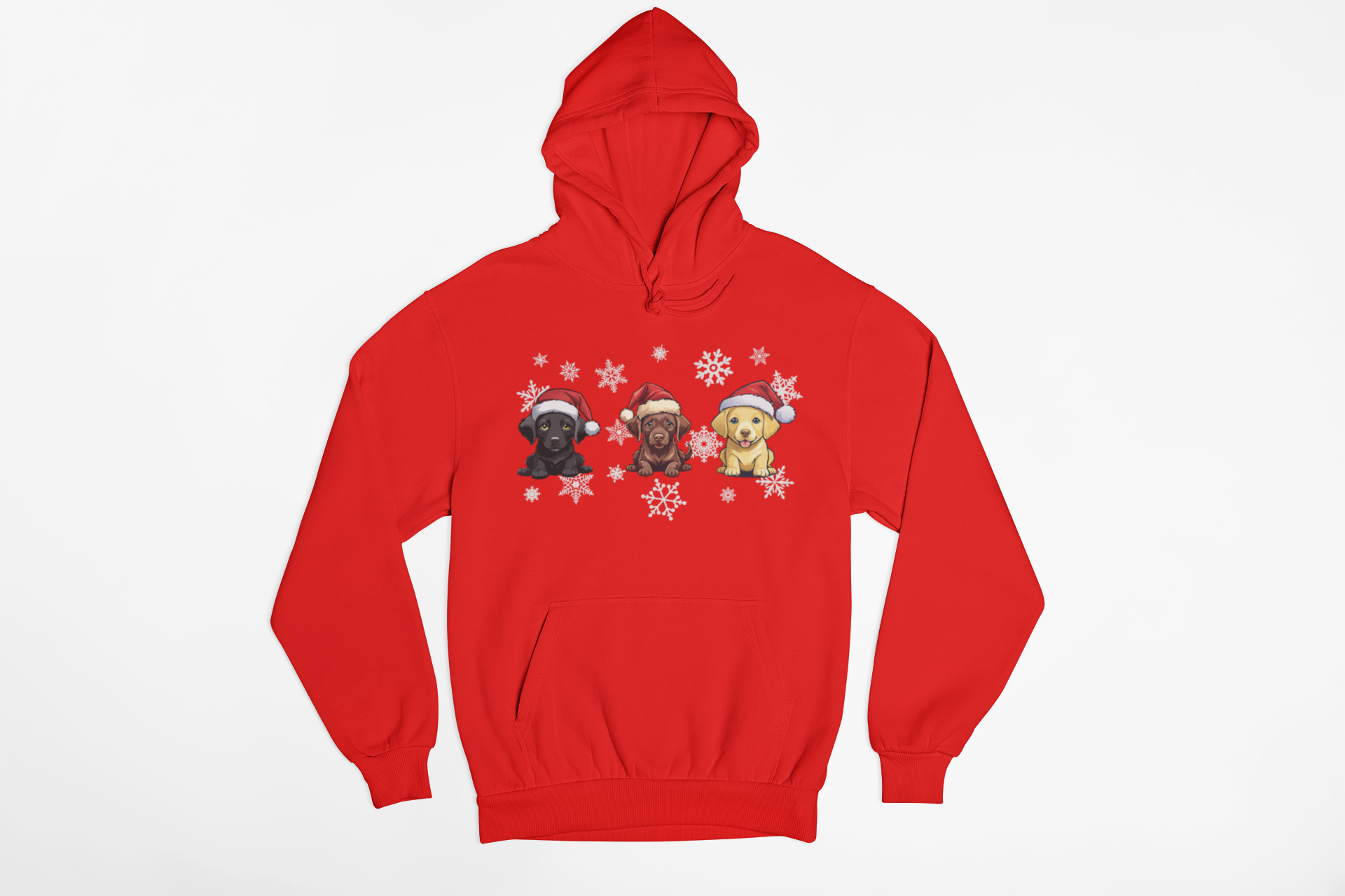 Merry Labradors Christmas Shirt – Three Labs in Santa Hats - Image 2