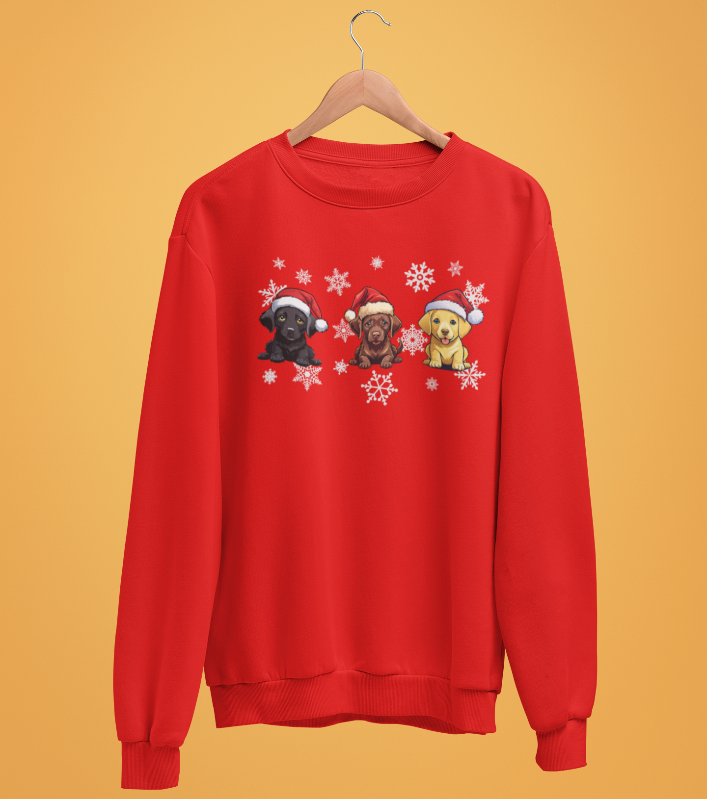 Merry Labradors Christmas Shirt – Three Labs in Santa Hats - Image 3