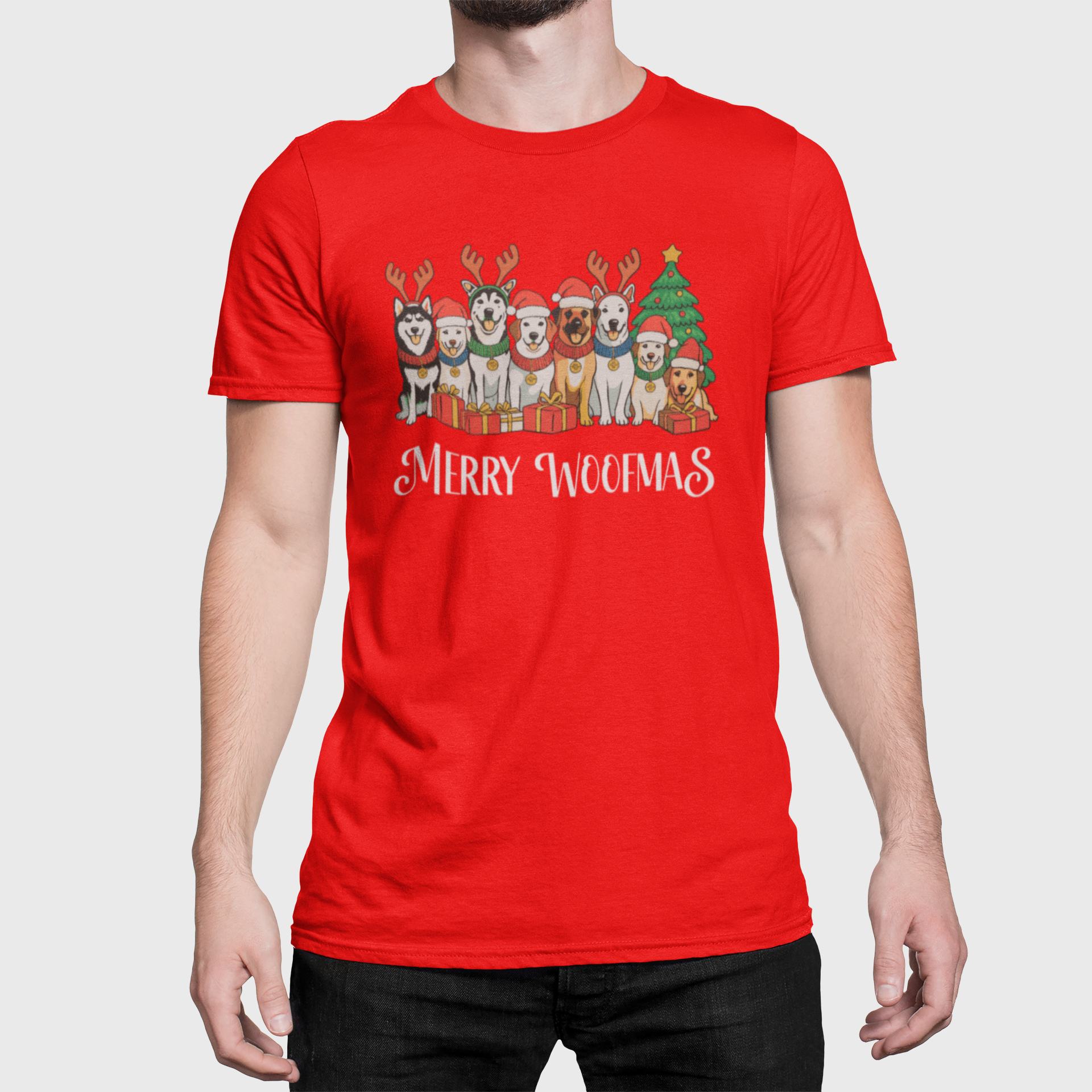 "Merry Woofmas” Christmas Tee – Festive Dog Lover Shirt