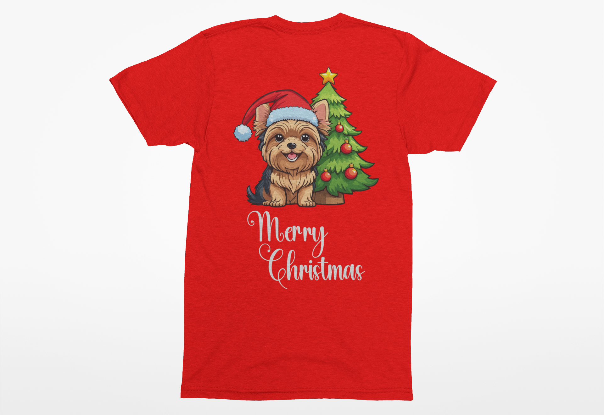 Teacup Yorkie “Merry Christmas” Tee – Holiday Dog Lover Shirt, Sweatshirt, or Hoodie - Image 2