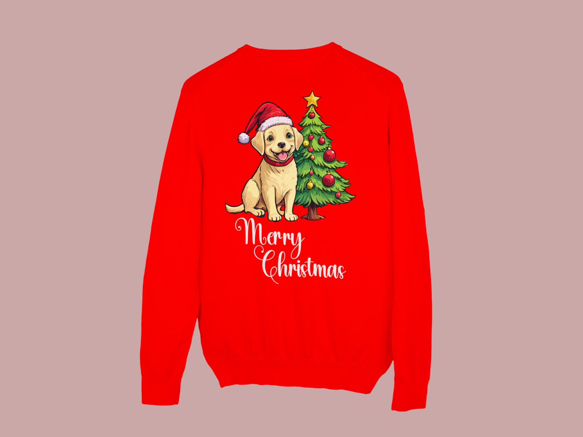 Yellow Lab “Merry Christmas” Tee – Holiday Dog Lover Shirt, Sweatshirt, or Hoodie - Image 2