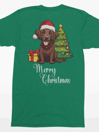 Chocolate Lab “Merry Christmas” Tee – Festive Dog Lover Shirt, Sweatshirt, or Hoodie