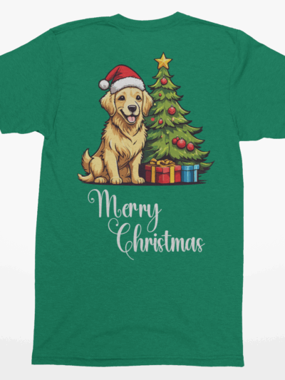 Golden Retriever “Merry Christmas” Tee – Festive Dog Lover Shirt, Sweatshirt, or Hoodie