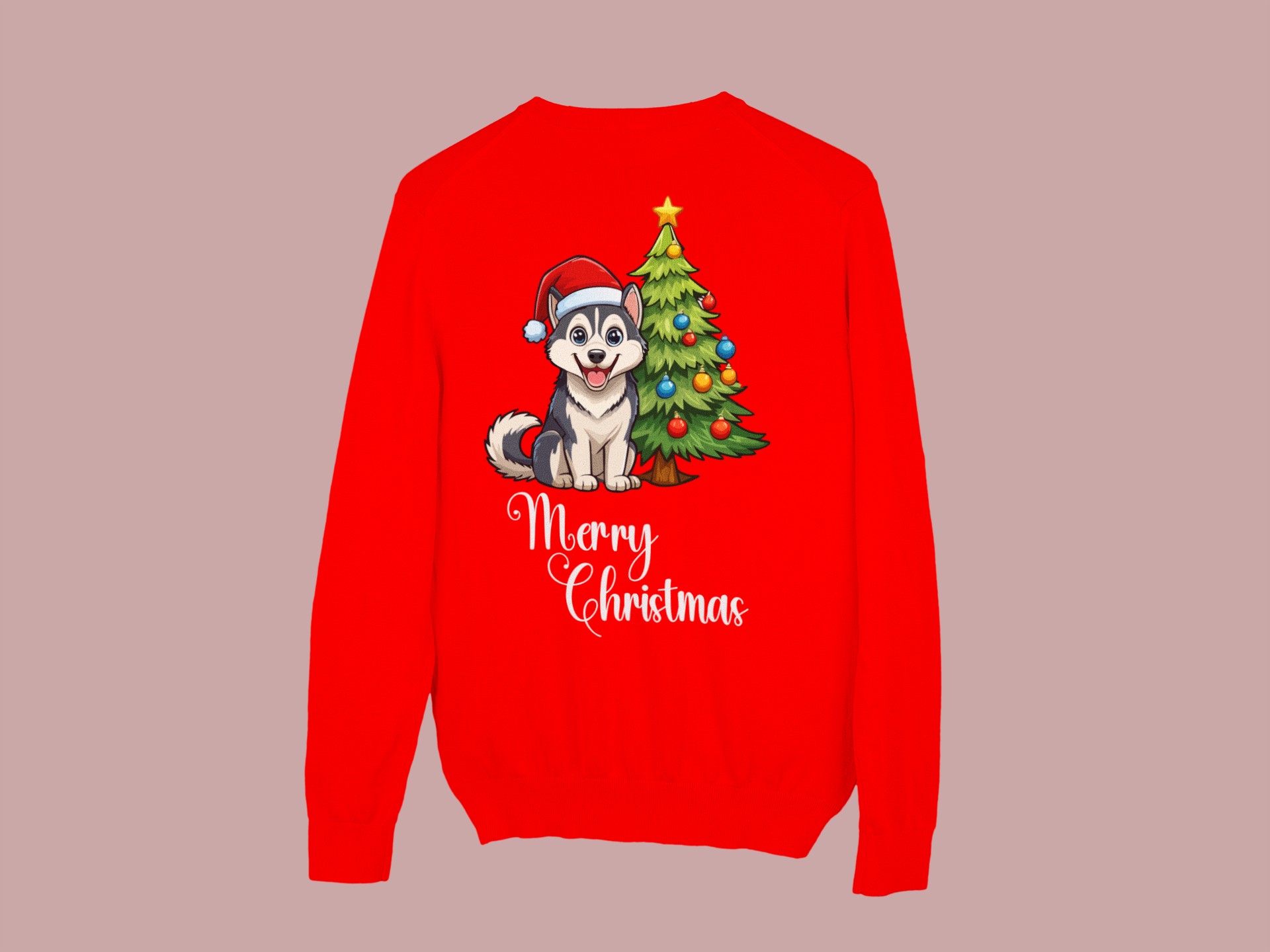 Siberian Husky “Merry Christmas” Tee – Holiday Dog Lover Shirt, Sweatshirt, or Hoodie - Image 3