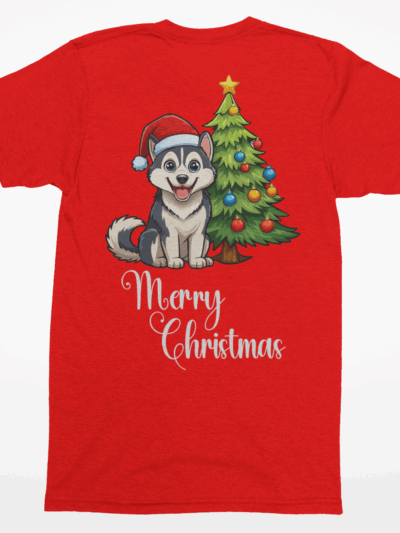 Siberian Husky “Merry Christmas” Tee – Holiday Dog Lover Shirt, Sweatshirt, or Hoodie