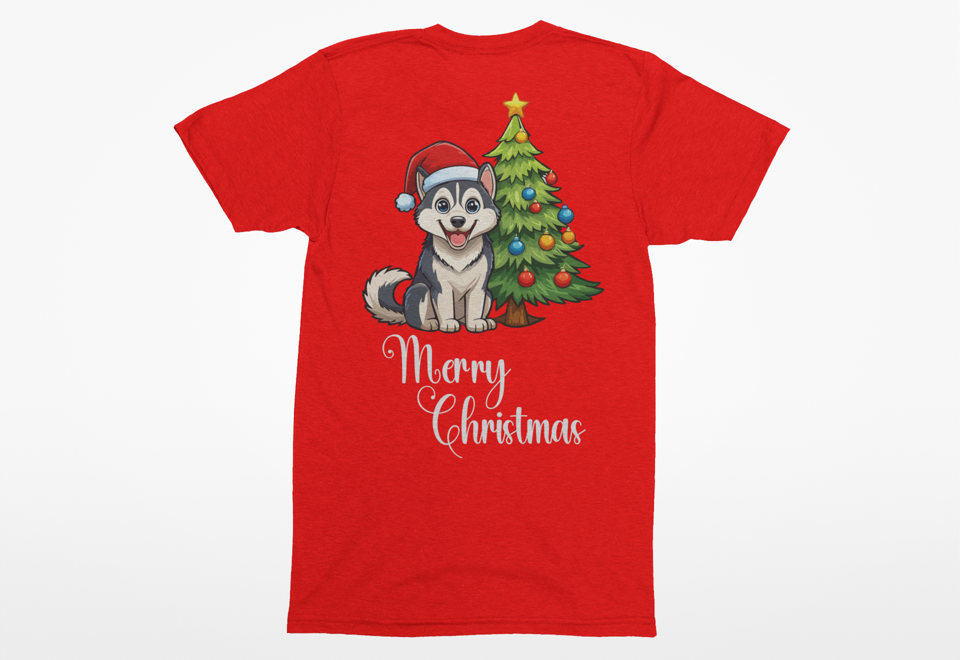Siberian Husky “Merry Christmas” Tee – Holiday Dog Lover Shirt, Sweatshirt, or Hoodie