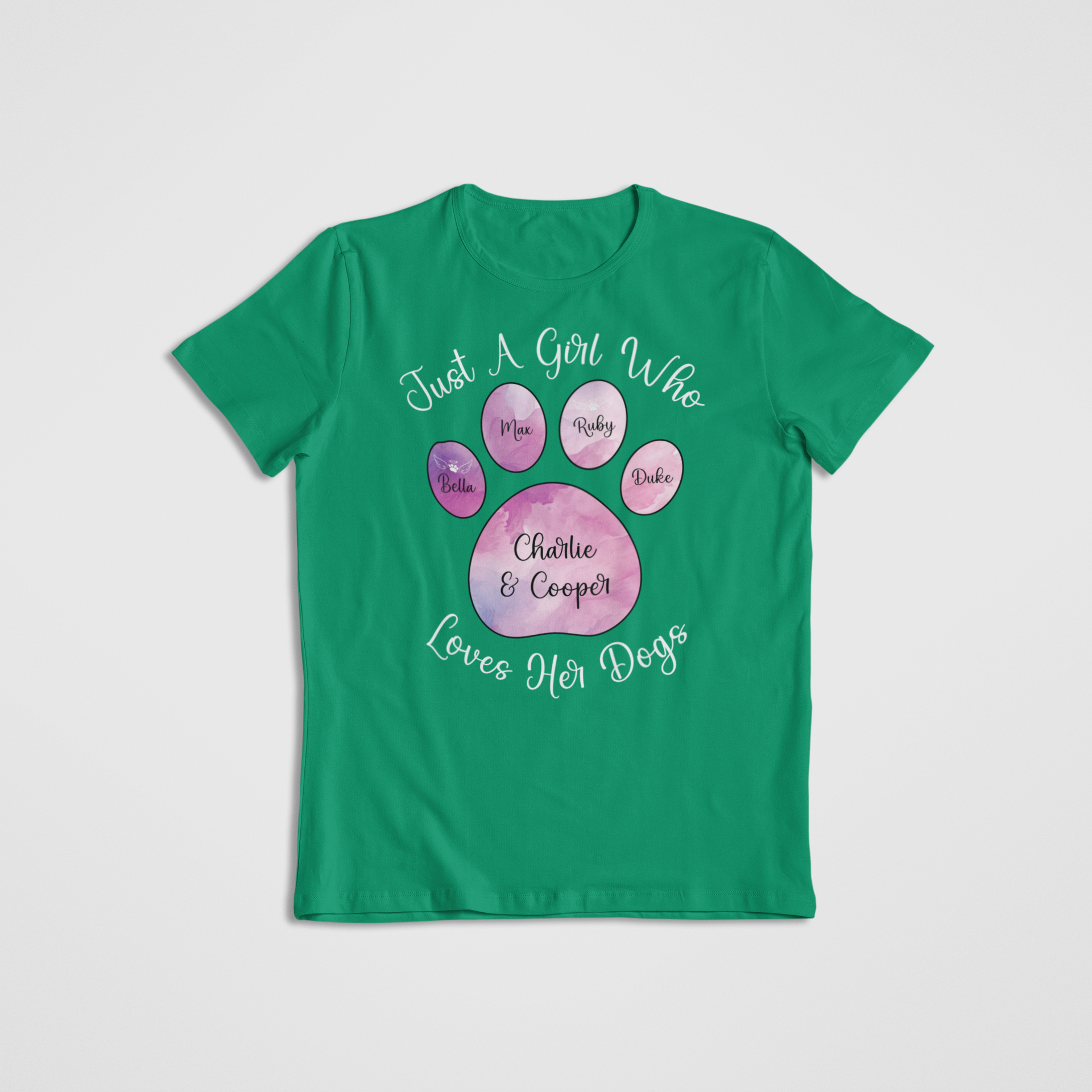 Personalizable “Just a Girl Who Loves Her Dogs” T-Shirt – Custom Dog Name Shirt - Image 2