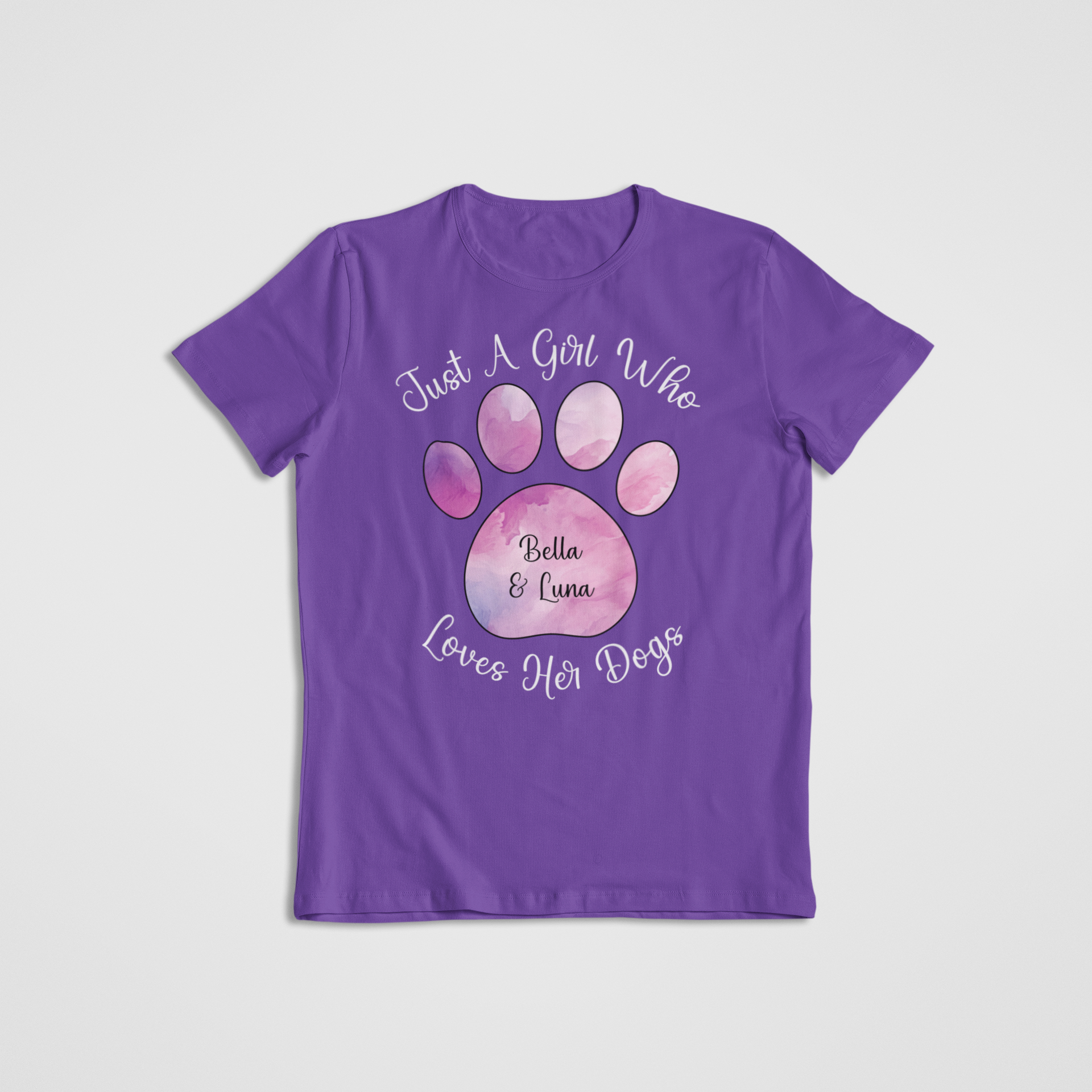 Personalizable “Just a Girl Who Loves Her Dogs” T-Shirt – Custom Dog Name Shirt - Image 3