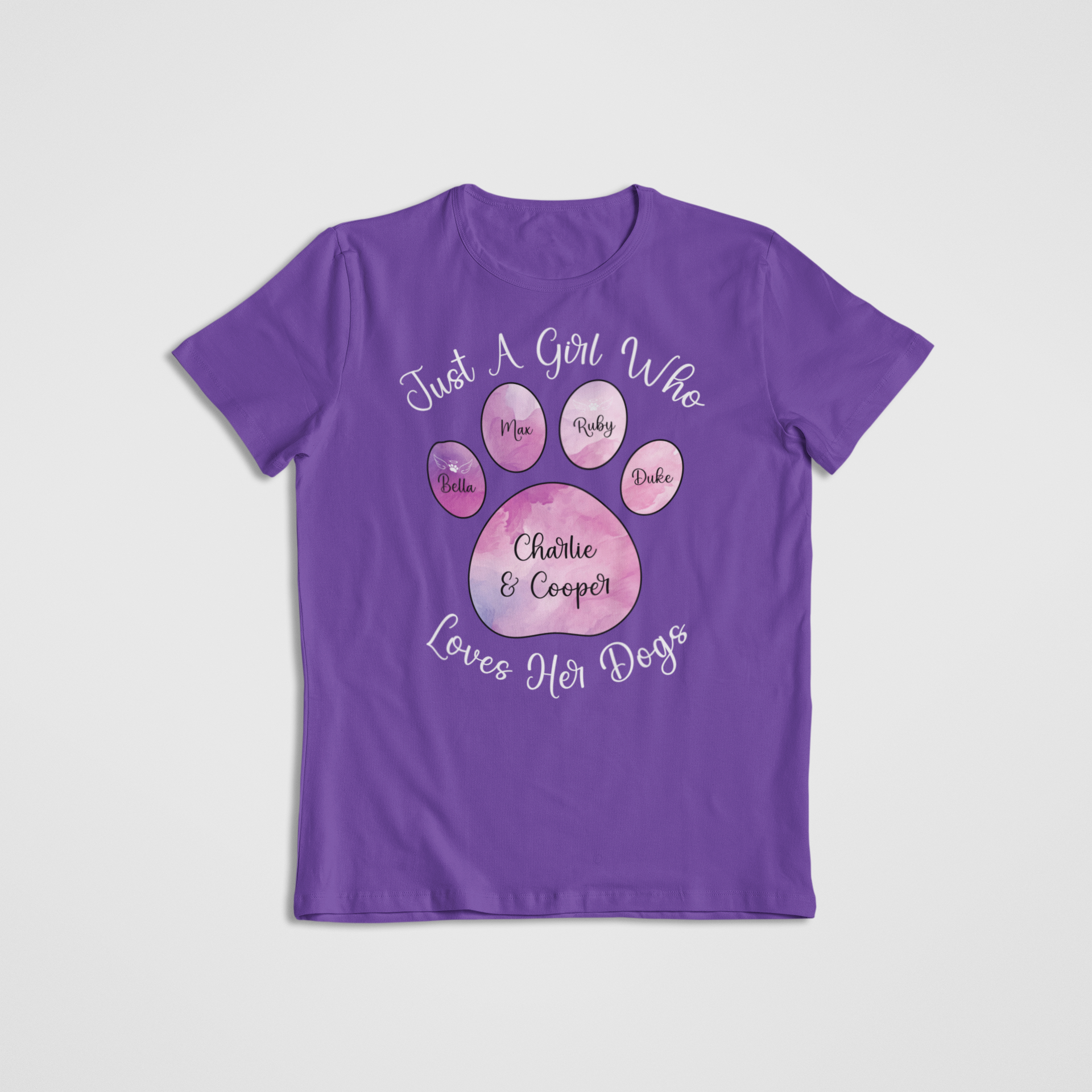 Personalizable “Just a Girl Who Loves Her Dogs” T-Shirt – Custom Dog Name Shirt - Image 6