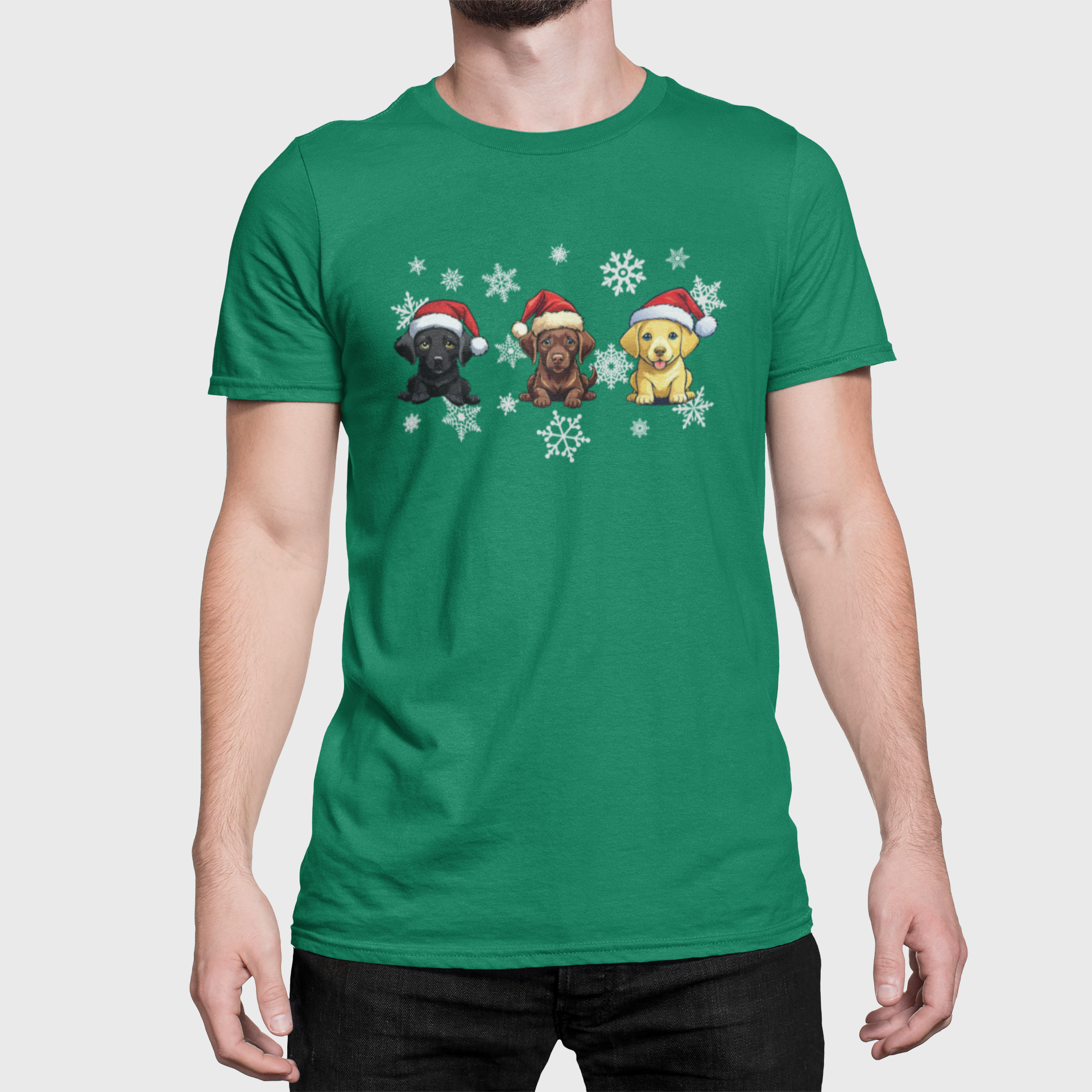 Merry Labradors Christmas Shirt – Three Labs in Santa Hats - Image 4