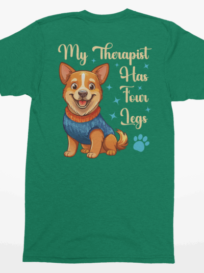 “My Therapist Has Four Legs” T-Shirt | Cute Dog Lover Shirt with Sweater Vest Pup