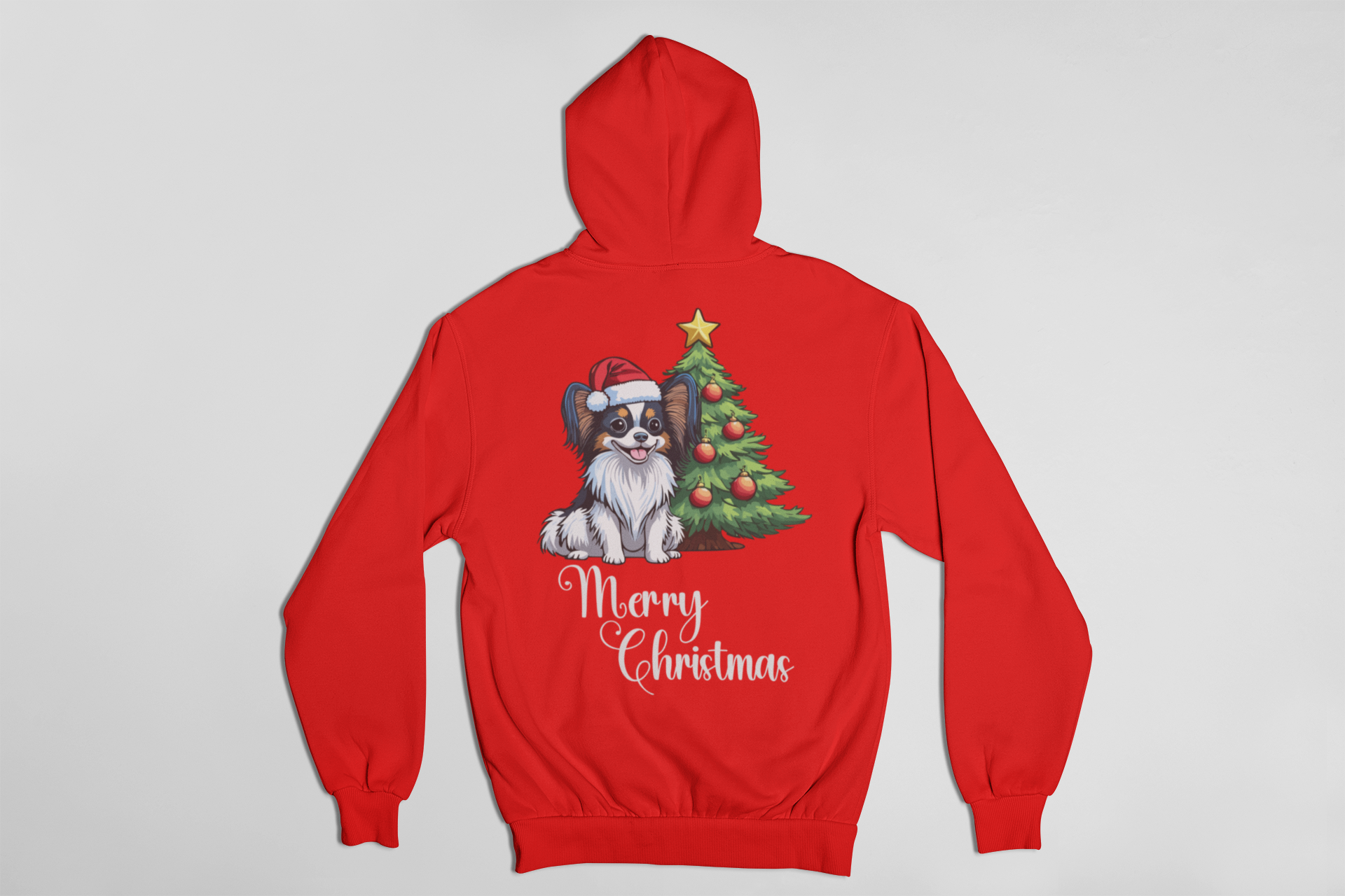 Papillon “Merry Christmas” Tee – Holiday Dog Lover Shirt, Sweatshirt, or Hoodie - Image 2