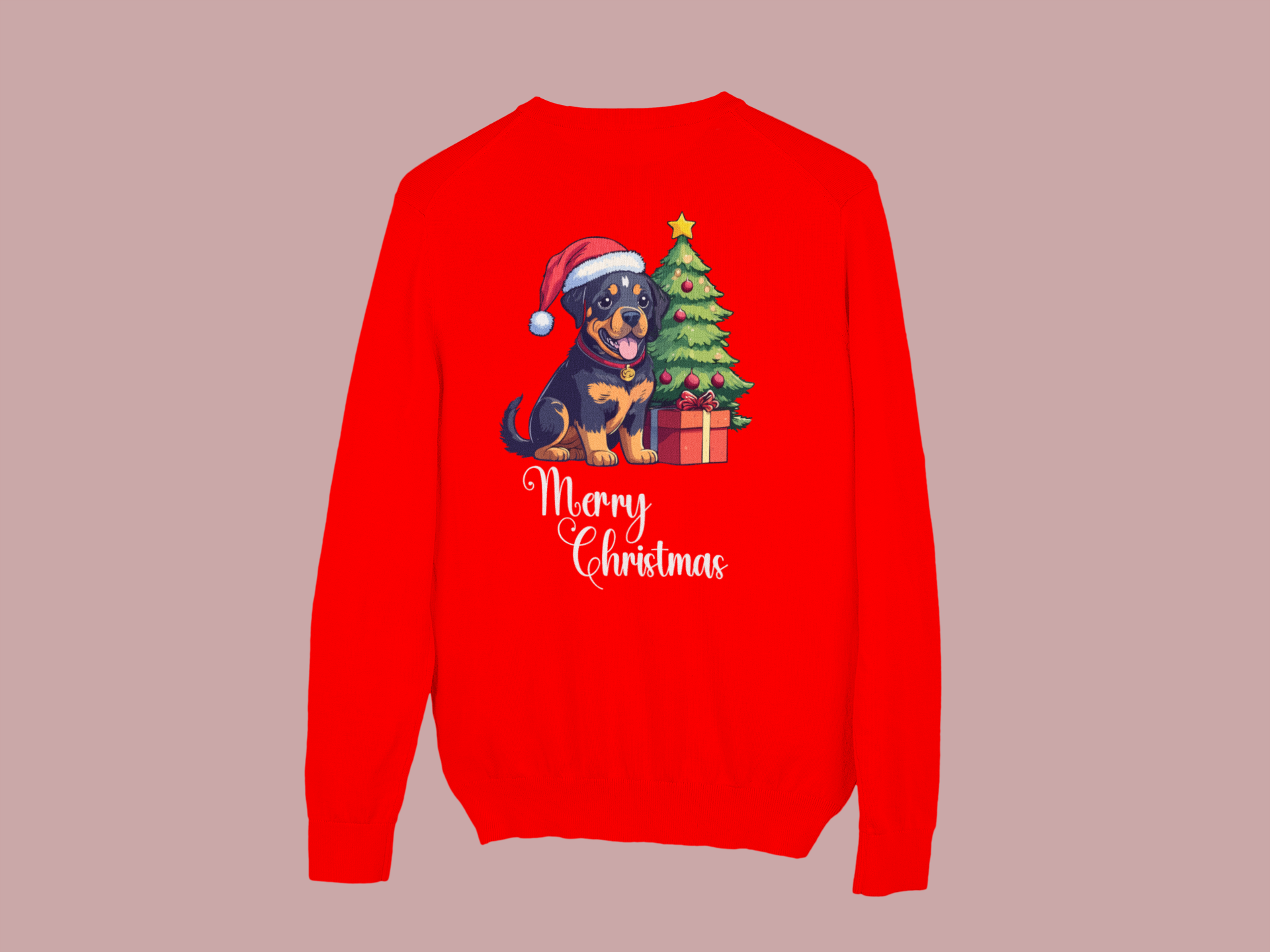 Rottweiler “Merry Christmas” Tee – Holiday Dog Lover Shirt, Sweatshirt, or Hoodie - Image 4