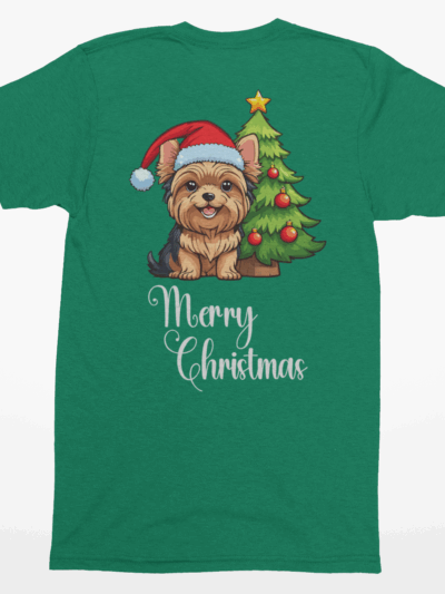 Teacup Yorkie “Merry Christmas” Tee – Holiday Dog Lover Shirt, Sweatshirt, or Hoodie
