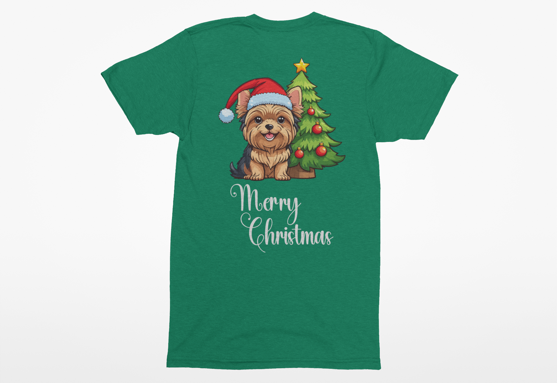 Teacup Yorkie “Merry Christmas” Tee – Holiday Dog Lover Shirt, Sweatshirt, or Hoodie