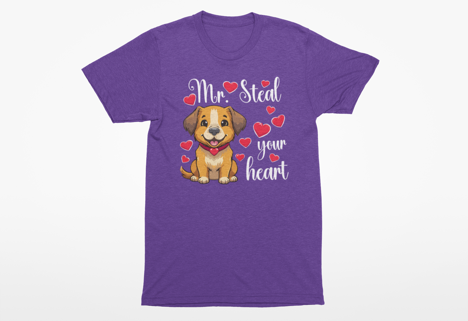 “Mr. Steal Your Heart” Valentine’s Day Dog Shirt – Cute Puppy Love Tee