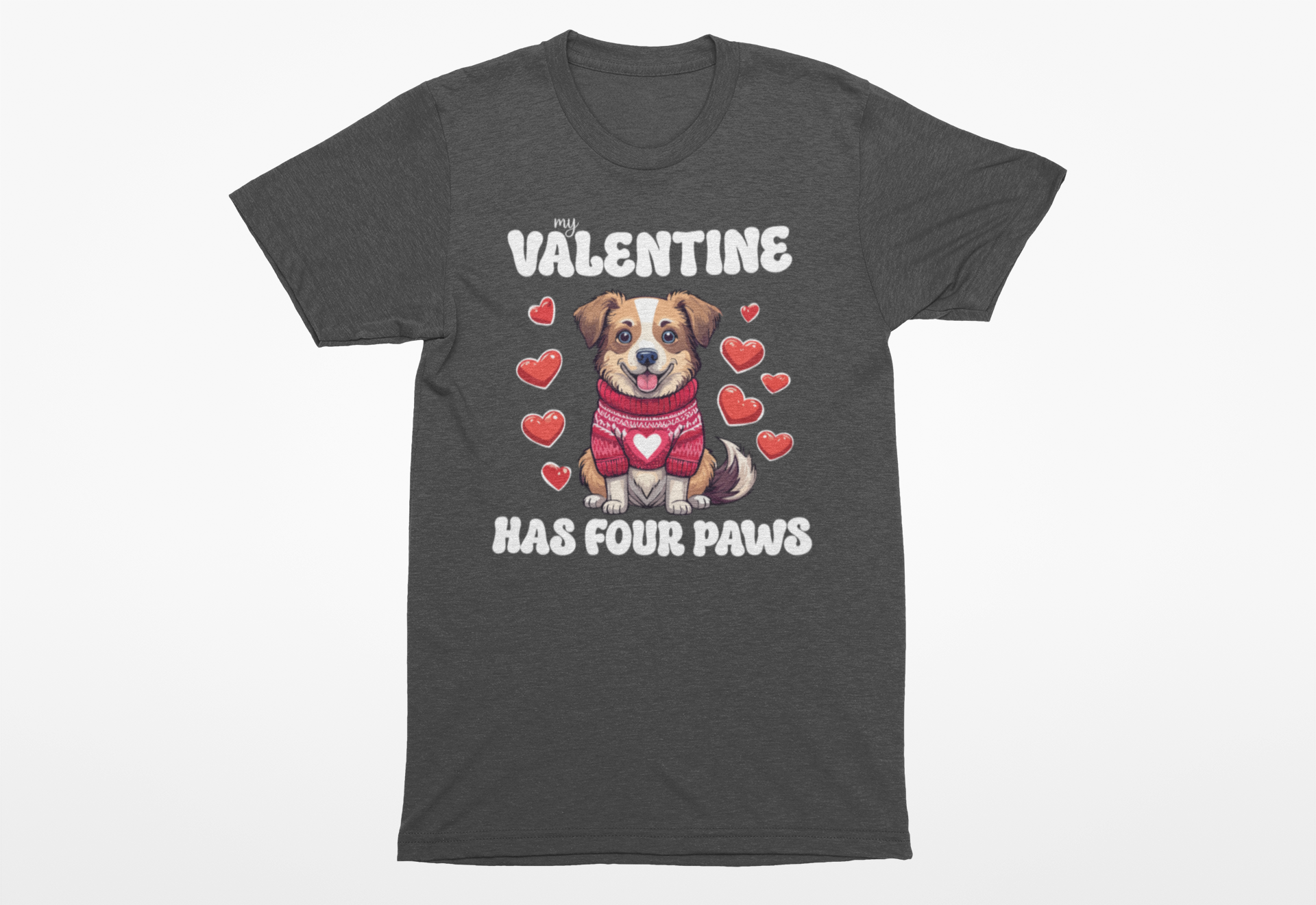 My Valentine Has Four Paws Dog Lover Tee | Cute Valentine's Day Dog Mom Shirt - Image 4