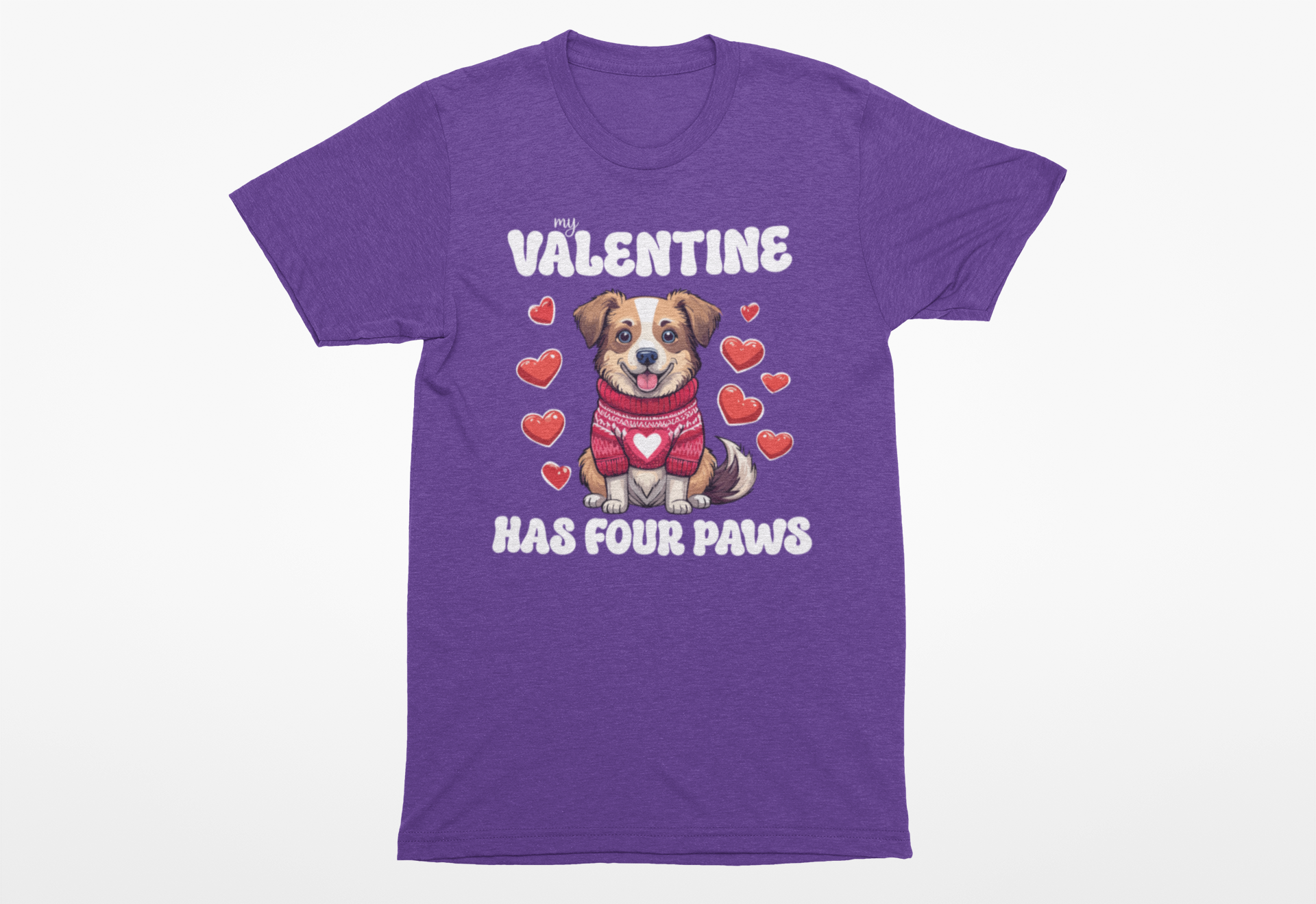 My Valentine Has Four Paws Dog Lover Tee | Cute Valentine's Day Dog Mom Shirt - Image 2
