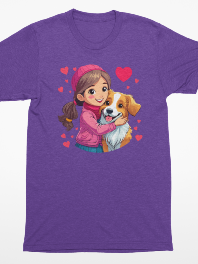 Valentine’s Day Dog Lover Shirt – Sweet Girl Hugging Her Dog Tee