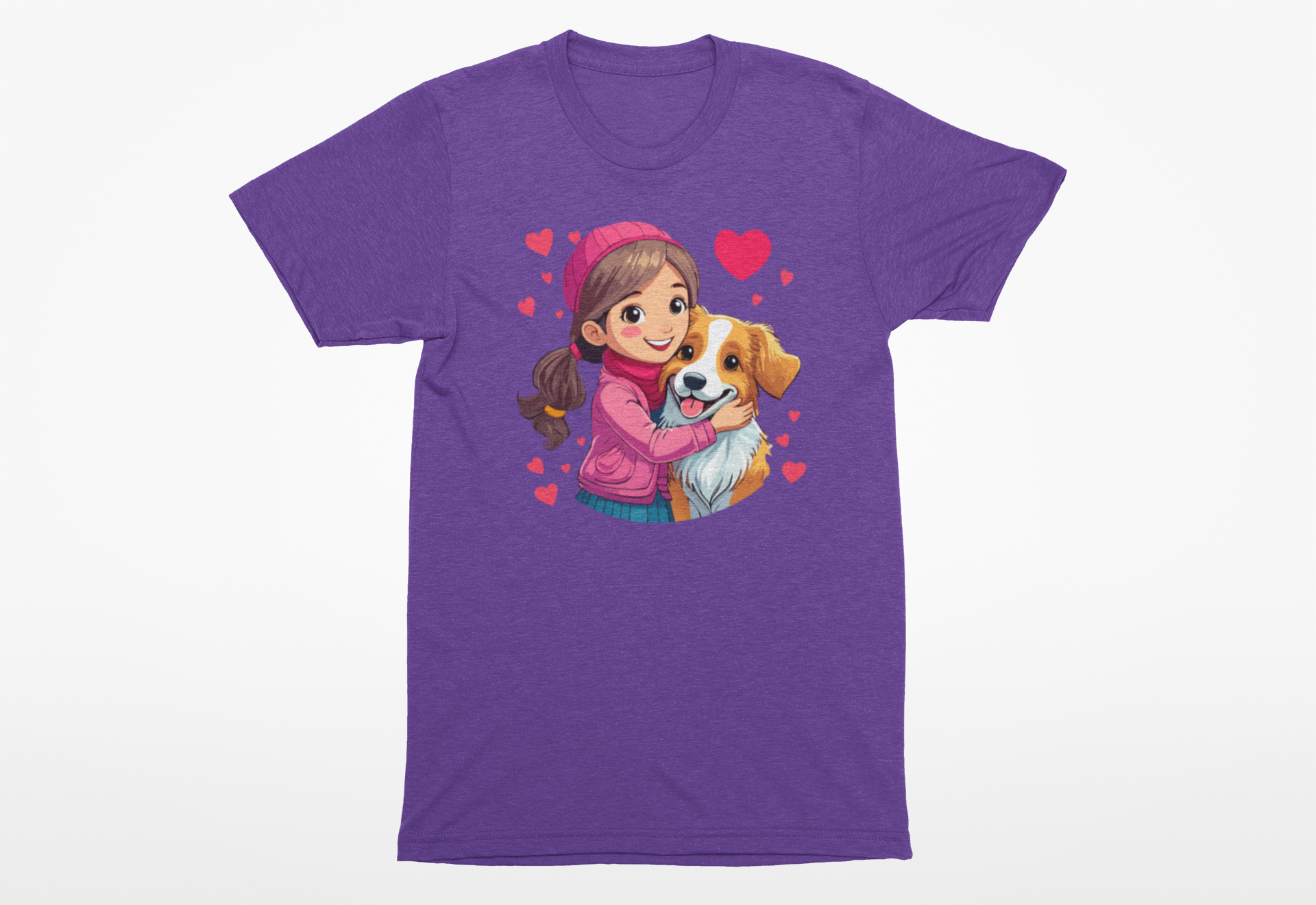 Valentine’s Day Dog Lover Shirt – Sweet Girl Hugging Her Dog Tee