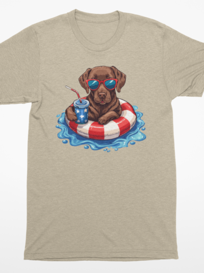 Patriotic Chocolate Lab T-Shirt | Funny Summer Dog Lover Tee for Summer