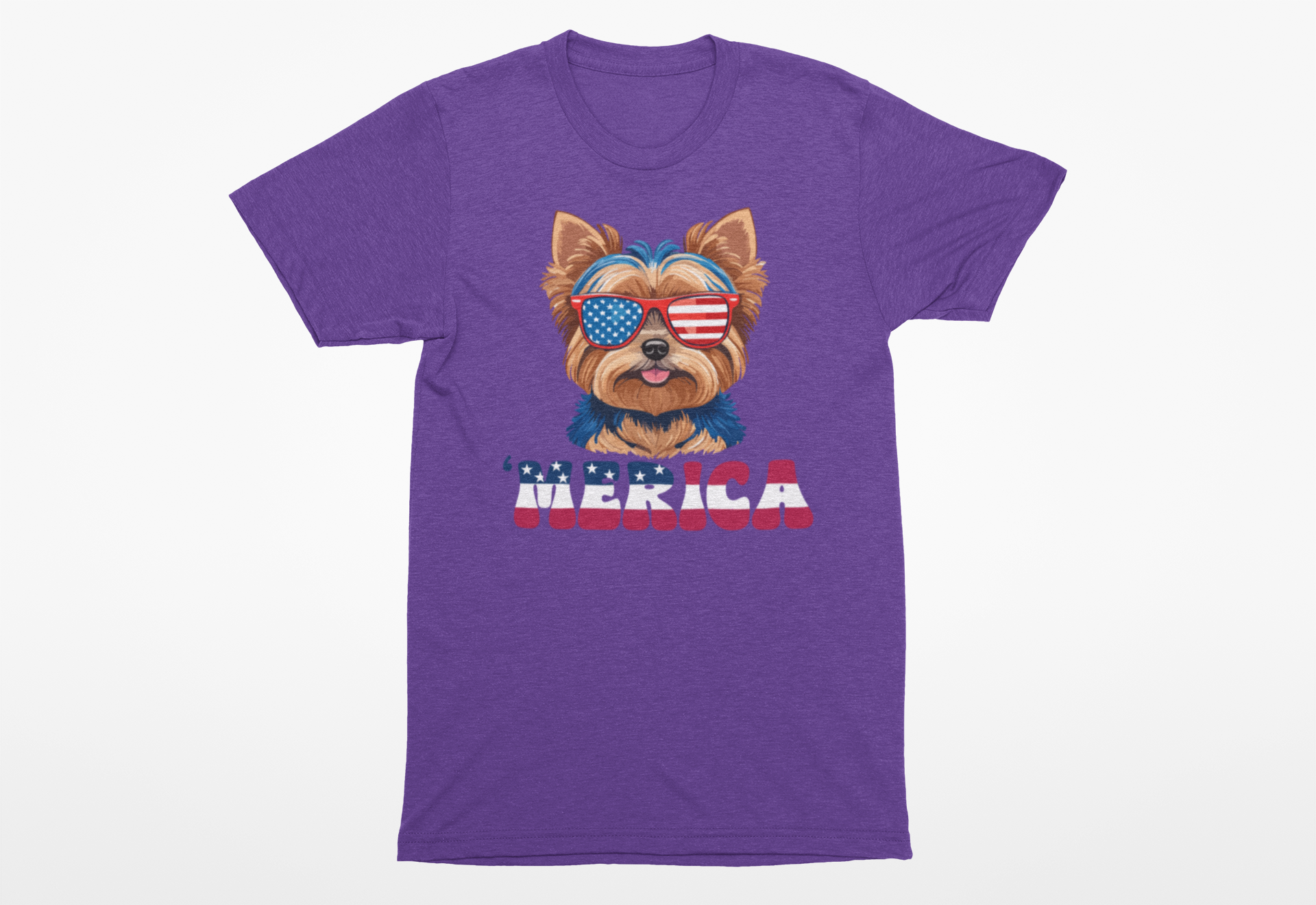 🇺🇸 ’Merica Yorkie T-Shirt | Patriotic Dog Lover Tee 🐶🕶️ - Image 2