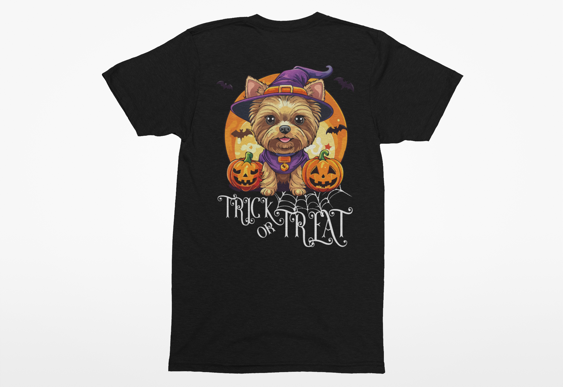 Yorkie Trick-or-Treat Tee | Halloween Dog Lover T-Shirt - Image 3